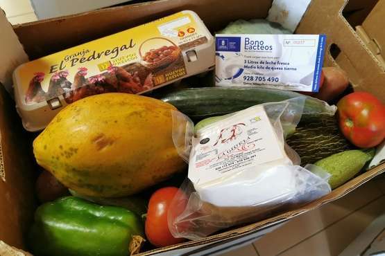El Cabildo reparte cestas de 14 kilos de verduras, frutas y quesos a familias de Telde (Foto TA)